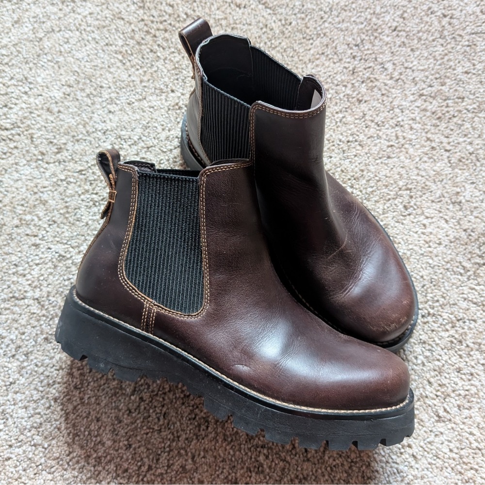 Sperry Women's Size 8.5 Leather Mountain Sider Chelsea Boot Lug Sole Ankle Brown
